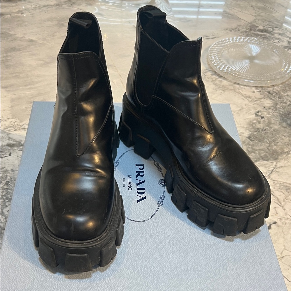 Prada Women's Black Chunky Ankle Boots